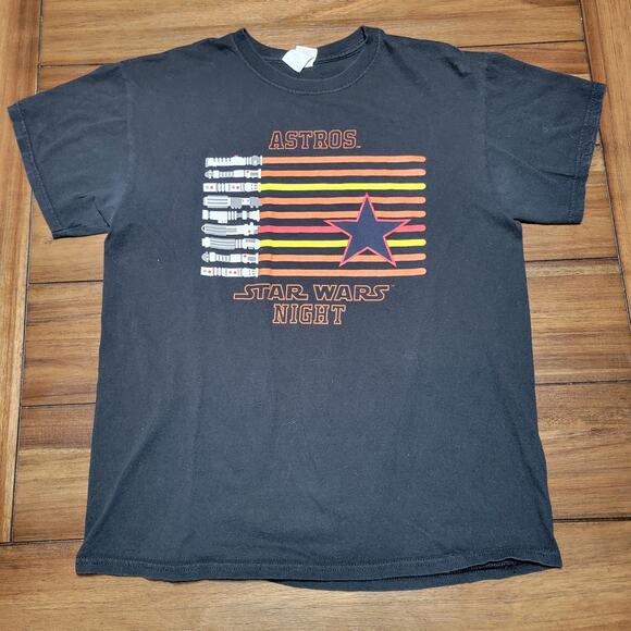 Houston Astros Star Wars Night Black Unisex Tee (Gildan) - Size Medium - Picture 1 of 4